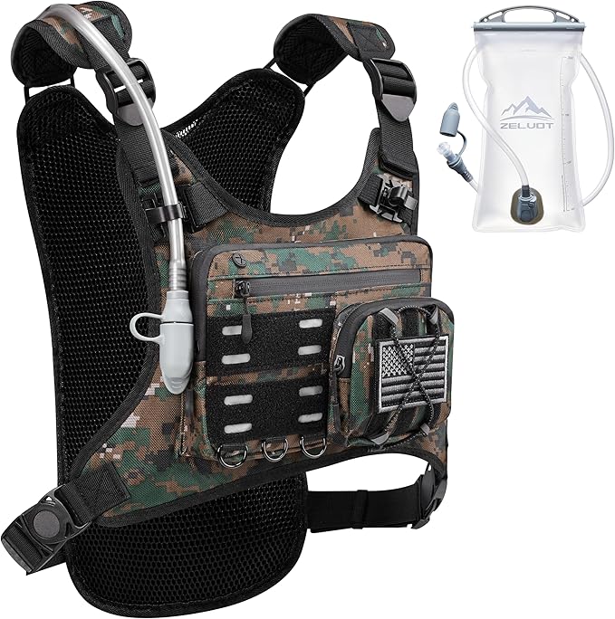 Running Vest with 2L Water Bladder, Hydration Backpack, USA Original Patent, Lightweight Hydration Pack with Gear Holder, Reflective Chest Pack for Men Women for Marathon