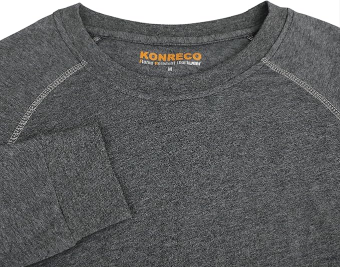 KONRECO FR Shirts for Men Summer Two Tone 4oz Lightweight Flame Resistant/Fire Retardant CAT1 Work T-Shirt Baselayer