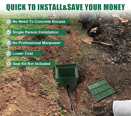 16x16x16in Underground Splice Boxes with Fiberglass Solid Cover,In Ground Pull Box Deep Enclosure Distribution Pit Electrical Junction Boxes Drillable Precast Tapered Pit for Cable Wiring