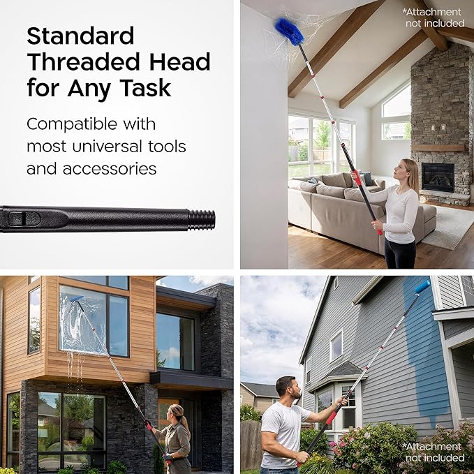 Tyroler Professional Window Squeegee with Extension Pole | 5.3-18.6ft Squeegee for Windows Cleaning | Outdoor Window Cleaner Tool, Windows Washing Kit with Extension Pole | Window Cleaning Kit