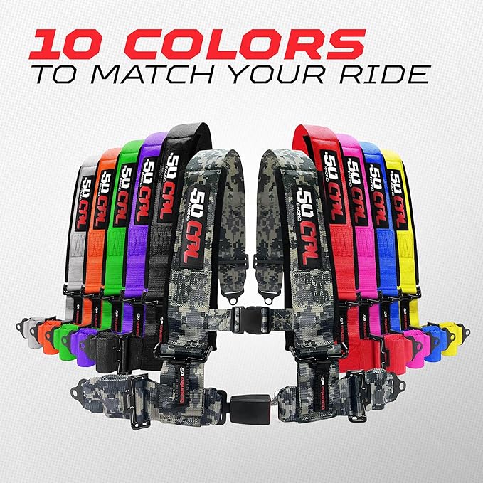 1pc 4 Point Harness for Bucket Seat, Push Release, 10 Color Options, Racing Harness, Race Car, Off Road, UTV, RZR (3in Silver)