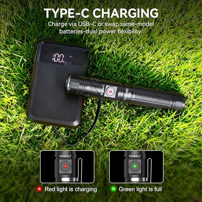 T05 EDC Tactical Flashlight Rechargeable, 1500 High Lumen 90 Degree Work Light with Magnet, 6 Mode Super Bright Small LED Flashlight for Work Maintenance, Outdoor, and Emergency Situations