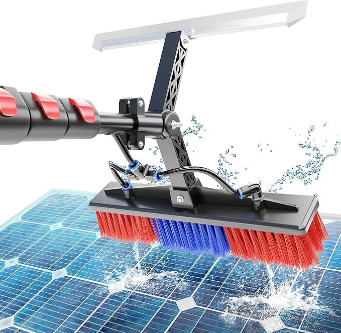 YouSJ 24FT Solar Panel Cleaning Brush & Squeegee Kit,Professional Window Washing Tool,Water Fed Pole,Roof、Window and Photovoltaic Panel Washing Cleaner Equipment Kit
