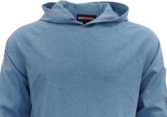 BOCOMAL FR Hooded T Shirts Heather Series 6oz Flame Resistant NFPA2112 CAT2 Fire Retardant Hoodies Work Shirt