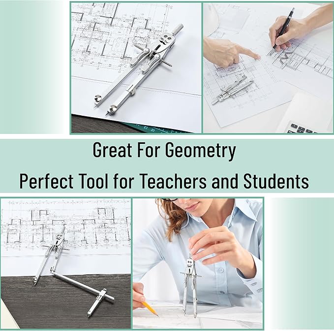 Mr. Pen- Professional Metal Compass with Wheel, Lock and Extension Bar for Geometry, Drafting, Math, Drawing, Compass for Geometry, Tool for Drawing Circles, Drawing Compass