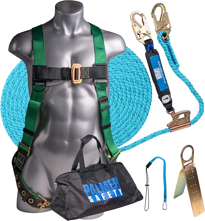 Palmer Safety V5504 Roofing Kit, Construction Harness, Vertical Lifeline Assembly & Duffle Bag