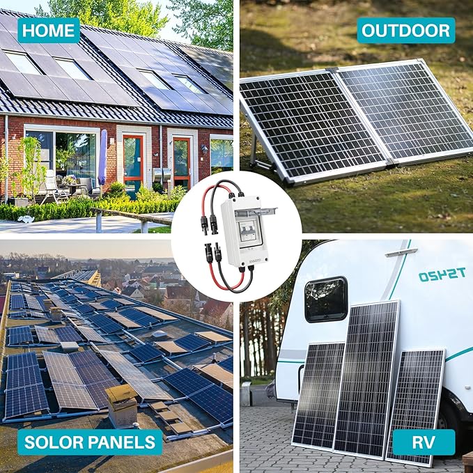 Solar Panel Disconnect Switch 10A 2P 400V DC/AC Breaker Disconnect Box Outdoor Breaker Box Suitable for photovoltaic and Wind Energy Home Battery Systems (20 Amps)
