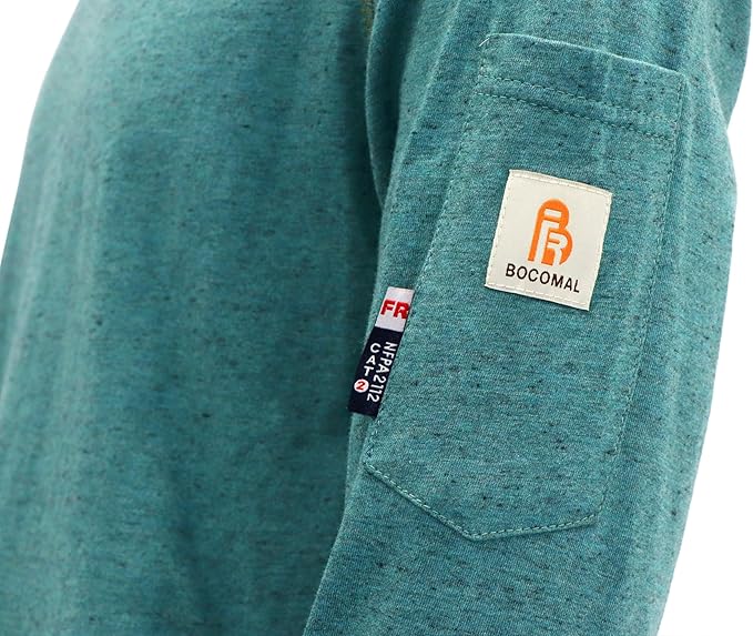 BOCOMAL FR Shirts Heather Series 6oz Flame Resistant T Shirt NFPA2112 CAT2 Fire Retardant Crew Work Shirt