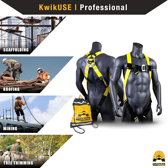 KwikSafety - Charlotte, NC - TORNADO Fall Protection Safety Harness [Full Body Single D-Ring] Construction ANSI Tested OSHA