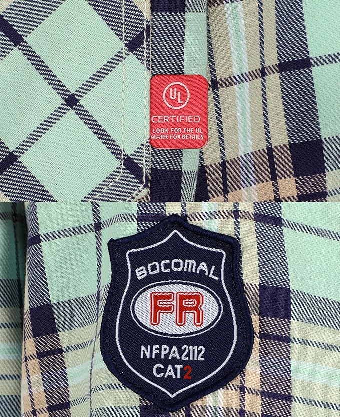 BOCOMAL FR Shirts for Men Flame Resistant Light Weight NFPA2112 Fire Retardant Welding Shirt Water & Oil Repellent Finish