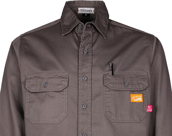 Titicaca FR Shirts for Men 6.5oz Lightweight Flame Resistant Button Down Work Shirt Fire Retardant Welding Shirt