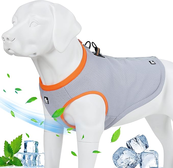 Truelove Dog Cooling Vest Harness Cooler Jacket with Adjustable Zipper for Outdoor Hunting Training and Camping