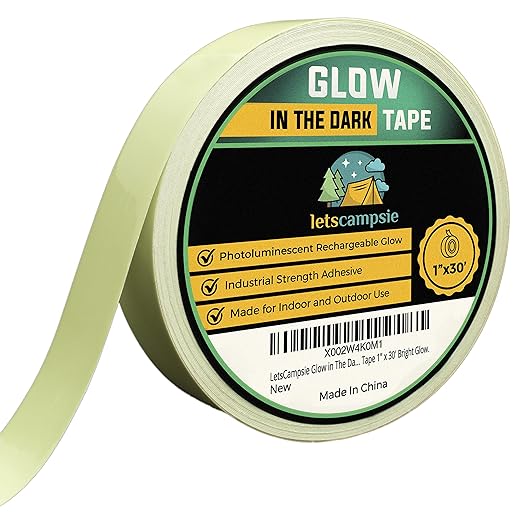 Glow in The Dark Tape – 30ft x 1inch – Premium Industrial Grade Interior and Exterior Luminous Glow Tape to Help See Objects at Night and Outdoors
