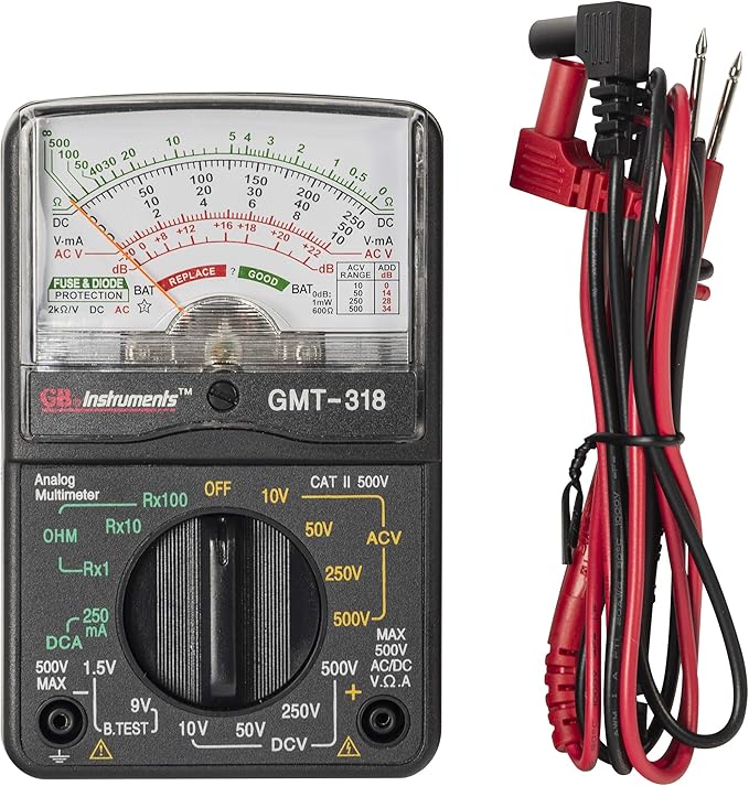 Gardner Bender GMT-318 Analog Multimeter, 6 Function, 14 Range, AC / DC Volt, 500V
