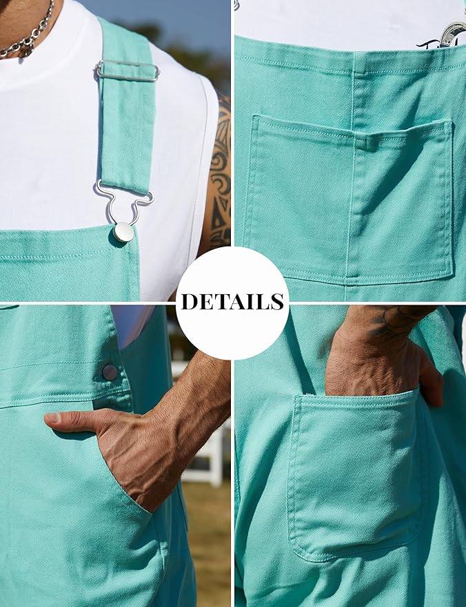 Overalls for Men Fashion Coveralls Work Utility Denim Women Bib Jumpsuit with Pockets