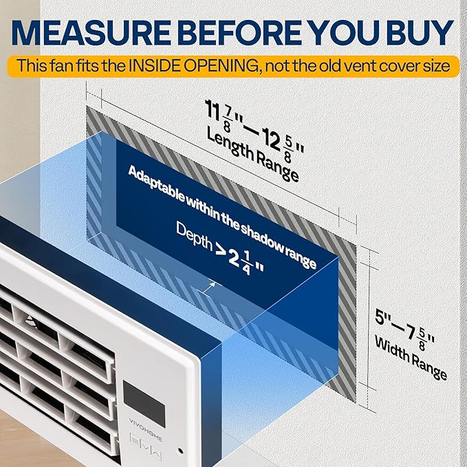 VIVOHOME Register Booster Fan - 6'' x 12'' Opening with Adjustable Louver - Smart Thermostat & 10-Speed Remote Control - AC Vent Fan for Floor, Ceiling, Wall - Quiet Operation (White)