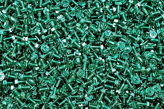 (900) Combo Drive Hex Washer Head 10-32 x 3/8 Grounding Screws #10 Green Zinc