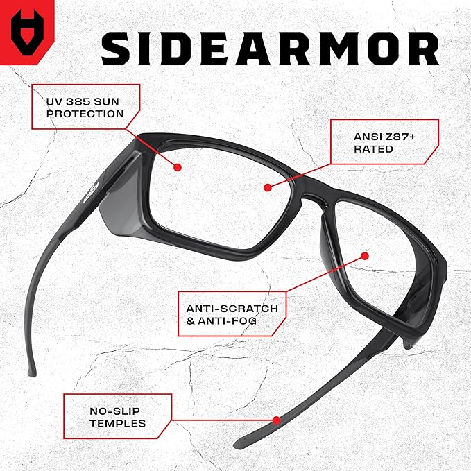 NoCry ANSI Z87.1 Clear Safety Glasses with Side Shields — Durable Anti Fog & Scratch Resistant Eye Protection Glasses or Men & Women — ANSI Z87 Rated Protective Eyewear with 100% UV Shielding for Work
