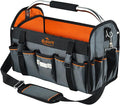16 Inch Open Top Tool Bag, Thick 1680D Fabric, Foldable 29 Pockets Tool Tote Bags with Stainless Steel Handle & Padded Shoulder Strap, Easy Carry and Easy Tool Access