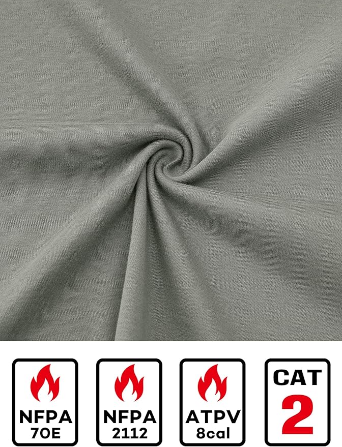 FR Shirts for Men Lightweight Fire Resistant Shirts 5.5oz for Men Long Sleeve NFPA2112/CAT2