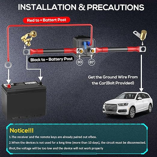 Top Post Remote Battery Disconnect Switch 12v 200A, Battery Cut Off Switch Upgrade Prevent Battery Drain, Easy Installation, Secure Protection for Cars etc.