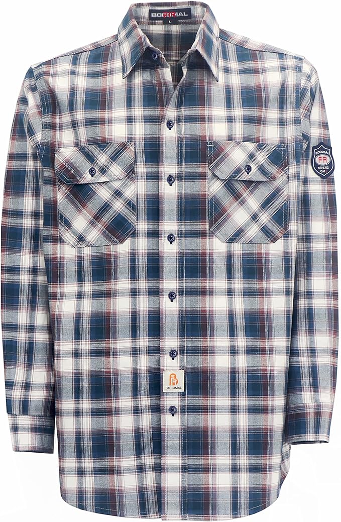 BOCOMAL FR Shirts 6.25oz Lightweight Welding Shirts Flame Resistant Men's Fire Retardant Shirt