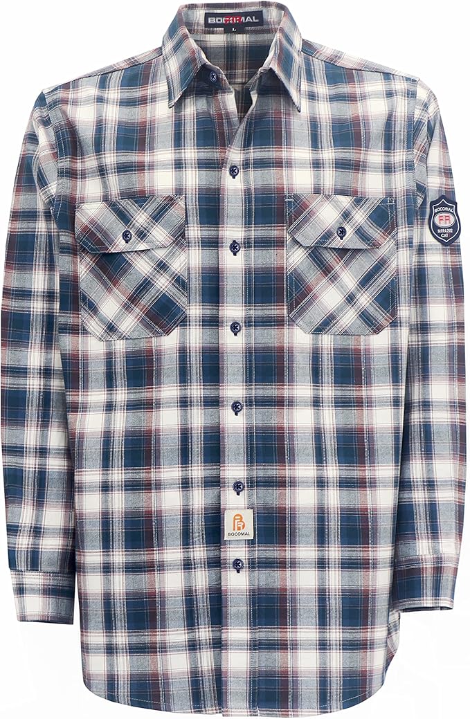 BOCOMAL FR Shirts 6.25oz Lightweight Welding Shirts Flame Resistant Men's Fire Retardant Shirt
