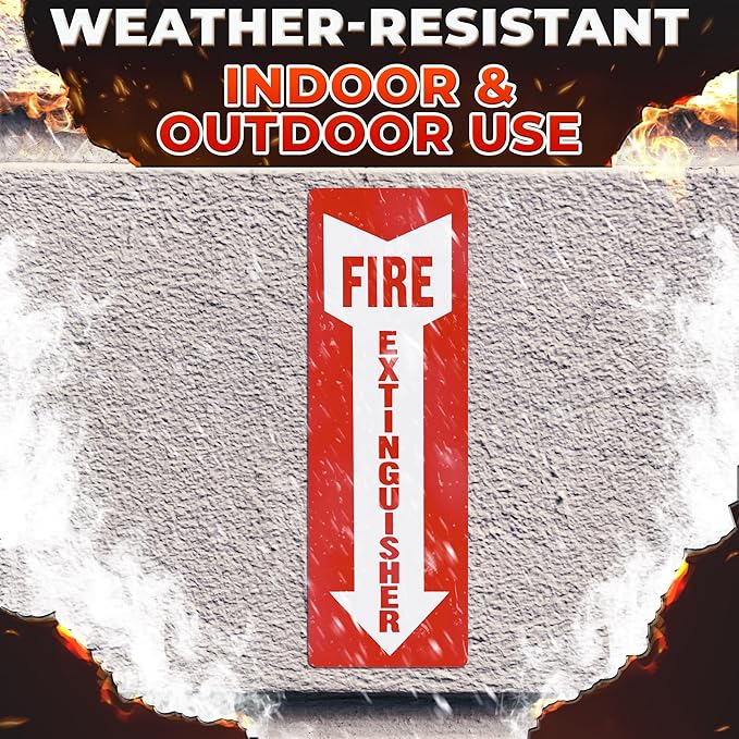 12 Pack Fire Extinguisher Stickers – 4x11.8 Inch Vinyl Signs | Waterproof & Fade-Resistant Safety Decals for Indoors & Outdoors | Easy to Apply on Walls & Doors, for Cabinets, Offices & Commercial Use