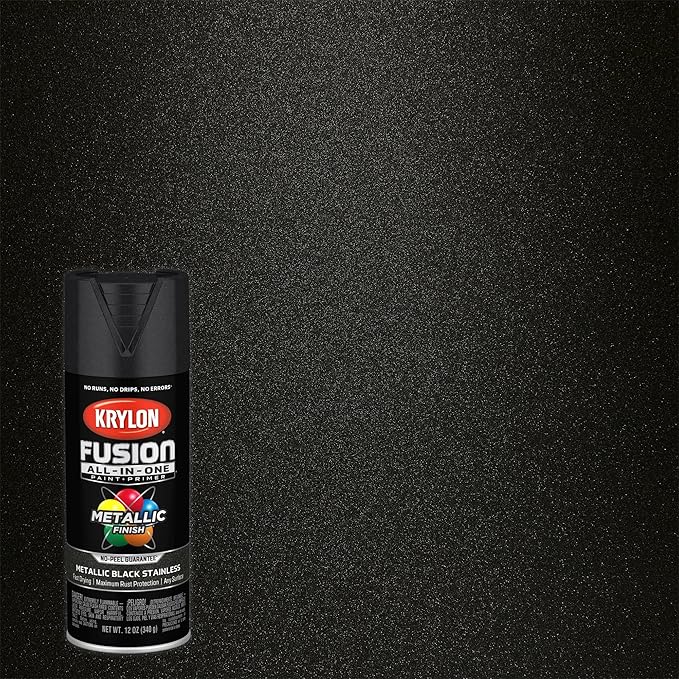 Krylon Fusion All-In-One Adhesive Spray Paint for Indoor/Outdoor Use, 12 oz, Black Stainless