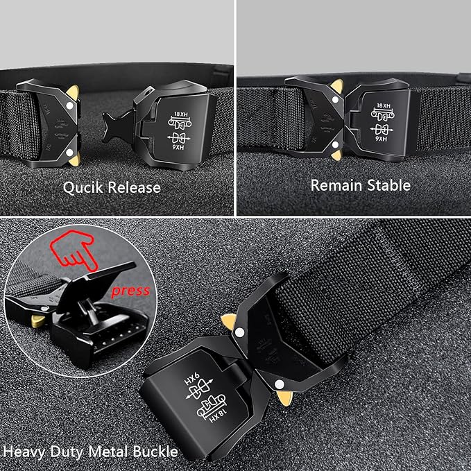 Tactical Belt for Men and Women, Military Work Belt Nylon with Quick-Release Buckle, Gift with Molle Pouch & Clip