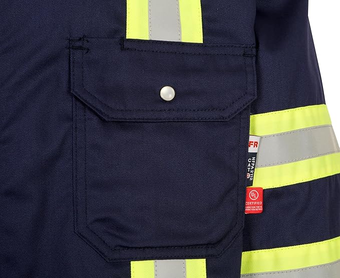 BOCOMAL FR Shirts for Men Hi Vis High Visibility 6.5oz Lightweight Type O Flame Resistant Refective Safety Shirt