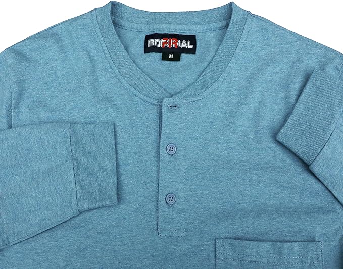 BOCOMAL FR Shirts 6oz Lightweight Flame Resistant Long Sleeve Henley Shirt Fire Retardant Workwear NFPA2112 CAT2
