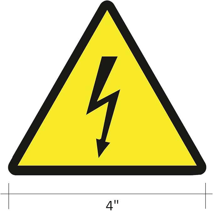 High Voltage ISO Safety Label Stickers – 4"x4" Vinyl Decals (Pack of 5), Weatherproof for Windows, Cars, Containers, Indoor/Outdoor Use