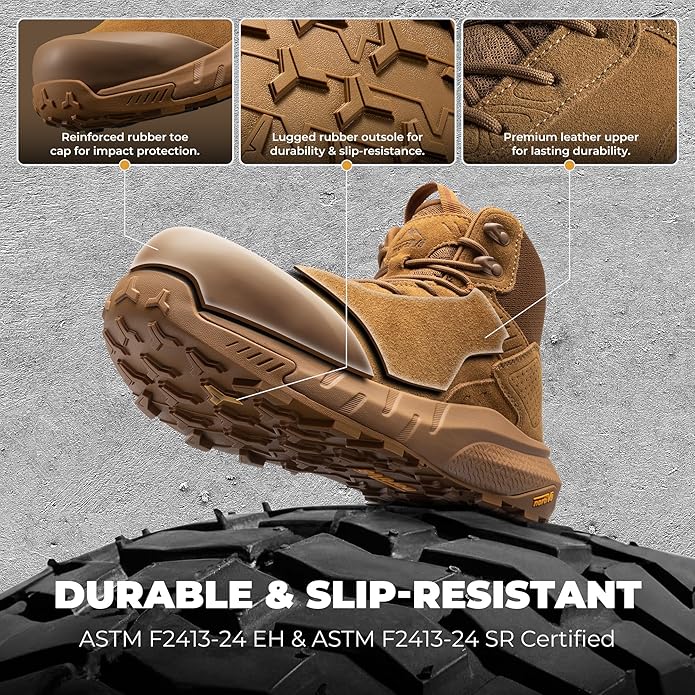 NORTIV 8 Composite Toe Boots for Men – Waterproof Lightweight Non-Slip ASTM F2412-24 & ASTM F2913-24 Safety Work Boots for Warehouse & Construction VaporGuard-Nano
