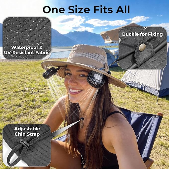 AMACOOL Bucket Hat Fan Pro, Gifts for Father Dad Husband, Fishing Essentials for Men Women, Camping Hiking Beach Gardening