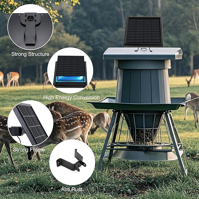 6V 4.5W High Efficiency Solar Panels Outdoor Waterproof IP65, Wall mounted Kit and Alligator Clip DC 5.5*2.1 interface Suitable for Deer Feeder, Tracking Cameras Fish Feeders, 6V Rechargeable Battery