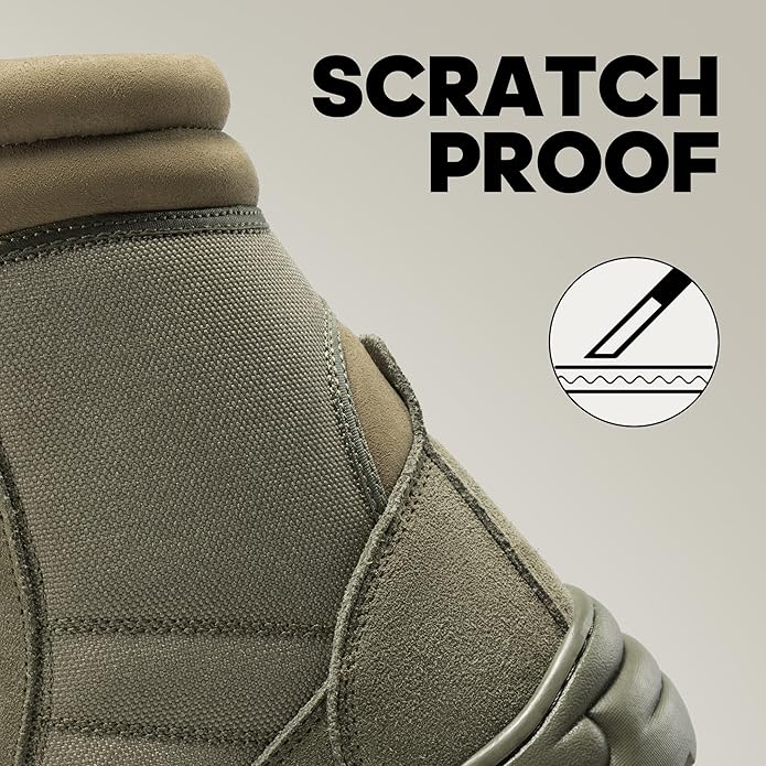 NORTIV 8 Men's Military Tactical Work Boots Side Zipper Leather Motorcycle Combat Boots Trooper
