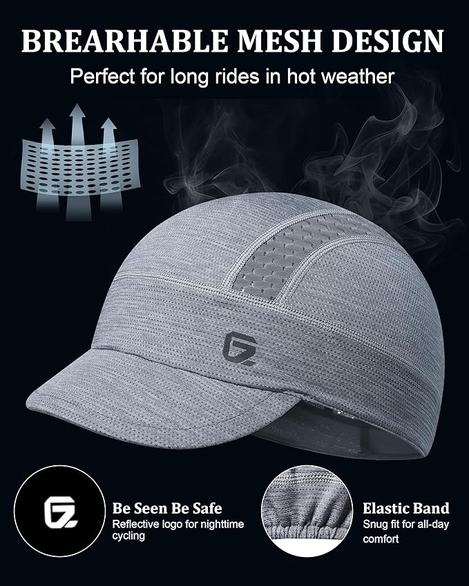 GADIEMKENSD Cooling Cycling Cap, Skull Cap Helmet Liner with Flip Brim, Sun Protection Running Under Helmet for Men Women