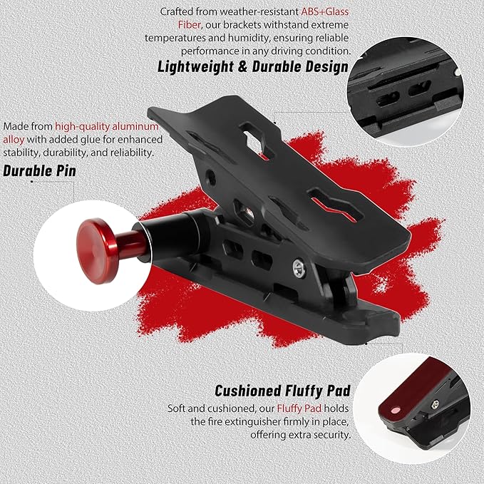 Fire Extinguisher Mount for Vehicle - Quick Release Fire Extinguisher Bracket Holder Compatible with Jeep Wrangler JT, TJ, JL, JKU, UTV, Polaris RZR, Ranger, Can-Am X3, Yamaha, ATV, Tractor