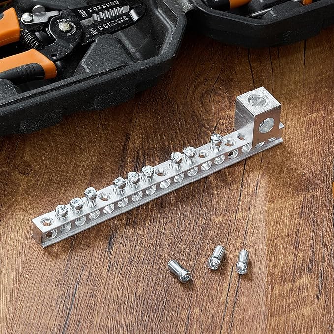 2 Set Ground Bar Kit with 17 Terminal Positions and Ground Lug Bar Aluminum Grounding Lugs for Electrical Connections