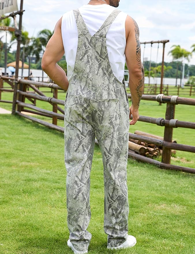 Camo Bibs Overalls for Men Adjustable Straps Work Utility Coveralls Camouflage Jumpsuit