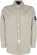 BOCOMAL FR Shirts for Men Printed Plaid Flame Resistant Clothing 6.5oz Cotton Button Up Welding Shirts NFPA2112 CAT2