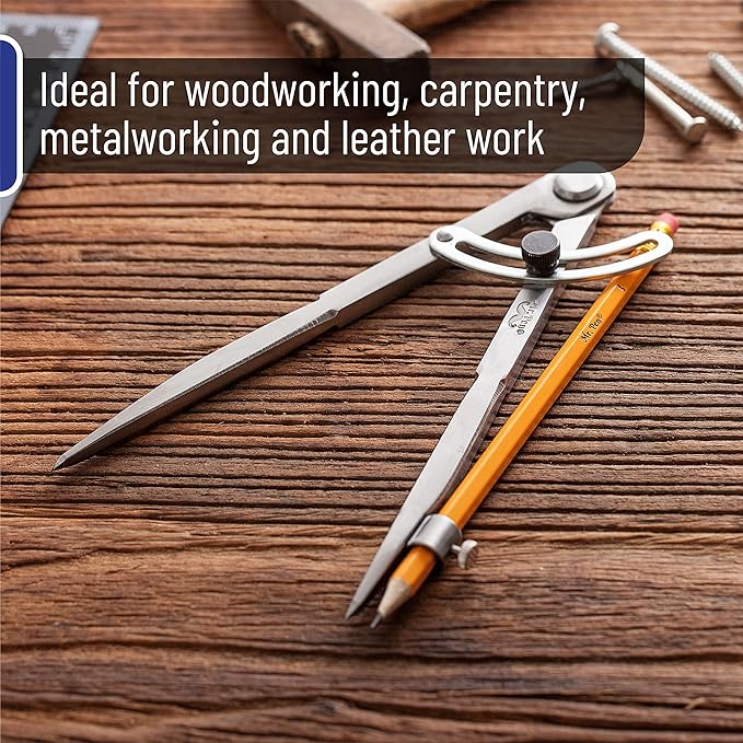 Mr. Pen- Professional Compass for Woodworking, 8 Inch Compass with Wing