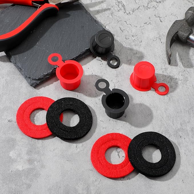4 PCS Battery Terminal Covers, Top Post Plastic Battery Post Cap, Batterys Terminal Insulating Protector, Red & Black Rubber Insulating Caps with Washers