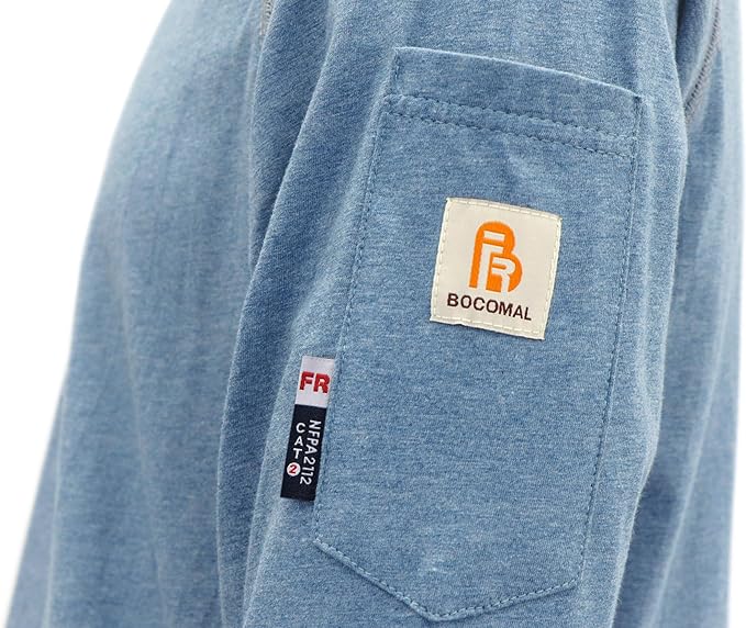 BOCOMAL FR Shirts Heather Series 6oz Flame Resistant T Shirt NFPA2112 CAT2 Fire Retardant Crew Work Shirt