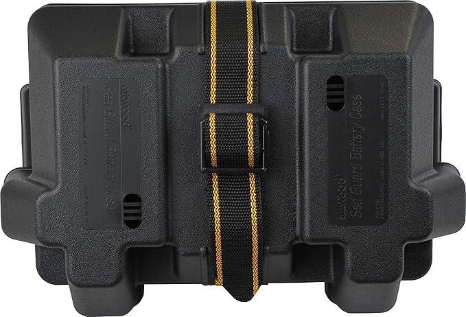 Attwood 9065-1 Standard Vented Battery Box with Mounting Strap, Fits Group 24 Series Batteries, Black