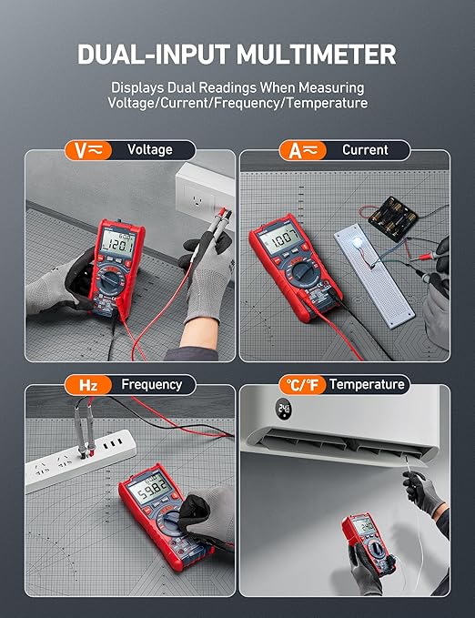 AstroAI Digital Multimeter, TRMS 6000 Counts Auto-Ranging Voltage Tester Voltmeter Measuring AC/DC Voltage Current, Capacitance Resistance Frequency Temperature Continuity Diodes with NCV