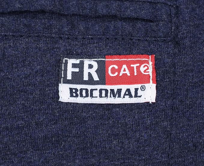 BOCOMAL FR Shirts for Summer Breathable Vented Design 6oz Heather Jersey Flame Resistant Long Sleeve Crew T Shirt