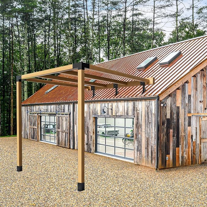 3-Pack Heavy Duty Pergola Brackets, 90 Degree Adjustable Saddle Roof Riser Beam Brackets for Wood Patio Gazebo, Fit 4x4 and 4x6 Wood Beam