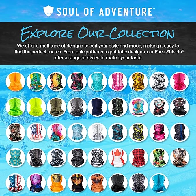 S A Company 5-Pack UV Face Shield | UV 30+ Multipurpose Neck Gaiter Balaclava for Adults | Multiple Color Packs